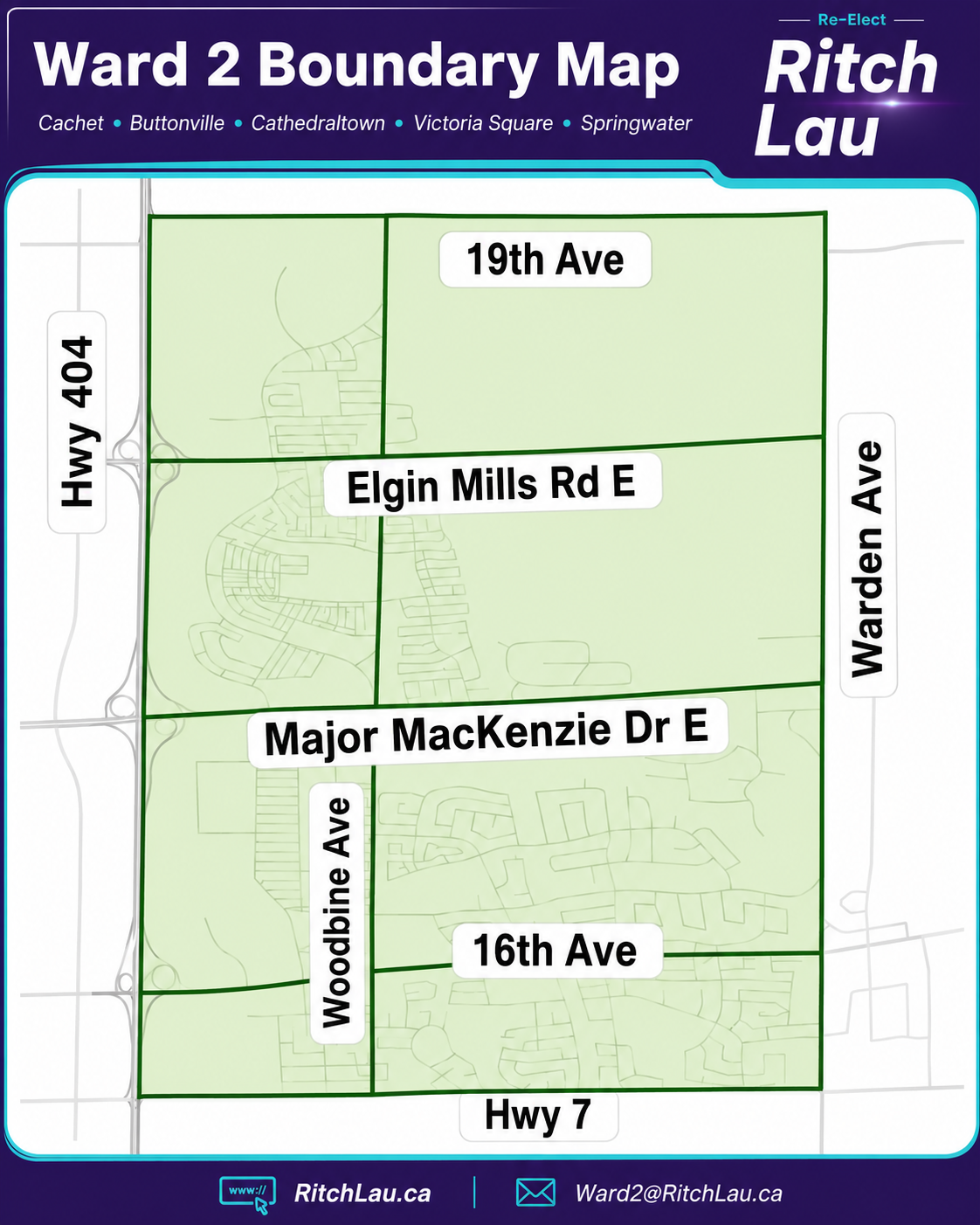 Map of Markham Ward 2 boundaries